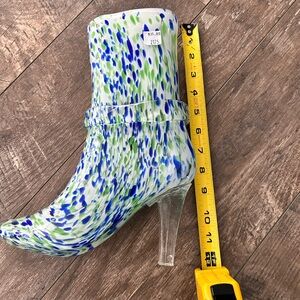 Glass Vase Blue & Green Speckled High-Heel Ankle Boot